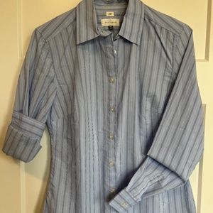 Loft Blue Striped Button Down Shirt, Long Sleeve, Size Small
